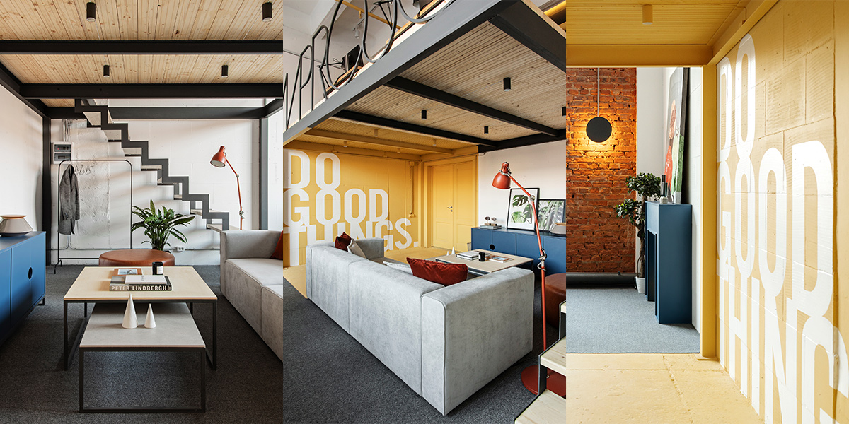 Как выглядит офис дизайнеров: желтые стены и крафт