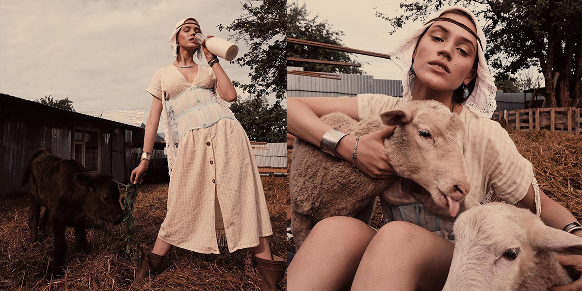 Пригородный фэшн: королева овечьей фермы и невеста с заброшки под Суздалем
