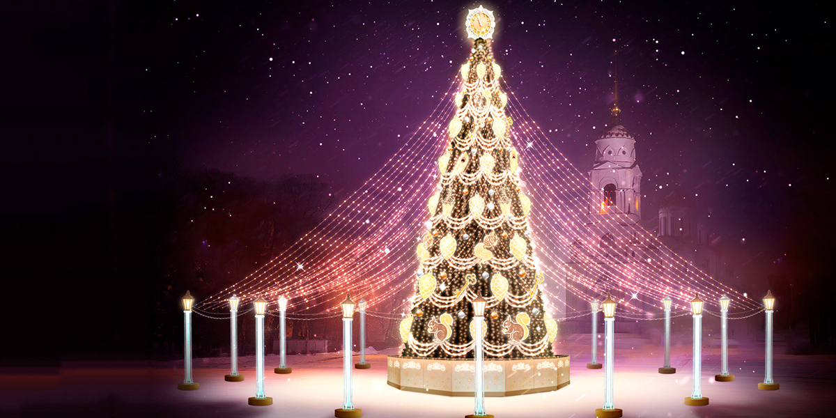 Праздник к нам приходит! Соборную площадь украсит музыкальная елка со световой вуалью и часами
