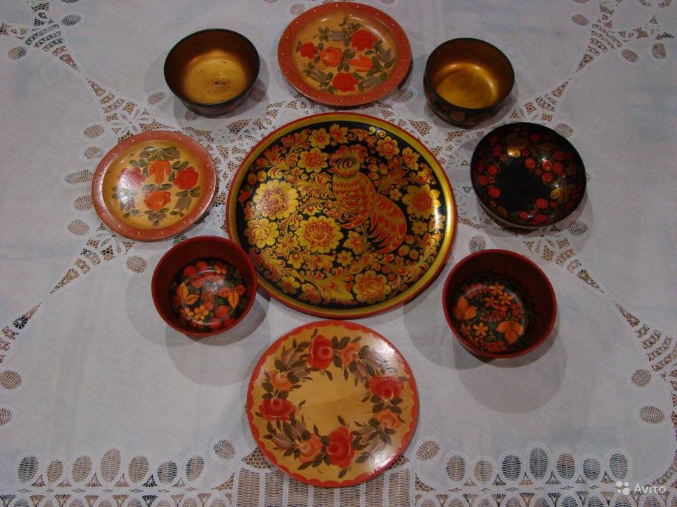 Набор посуды с хохломской росписью