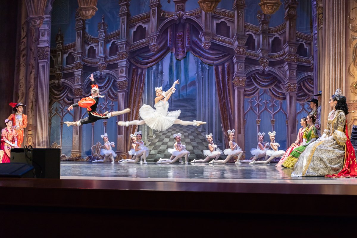 Московские артисты классического балета Хасана Усманова исполнили танец Кота и Кошки на одной сцене с владимирскими начинающими дарованиями