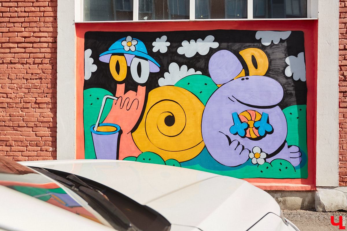 В коллекции владимирских стрит-артов прибавление – сразу плюс три новых рисунка. Все они сделаны профессиональными художниками в рамках фестиваля уличного искусства «Загфест».