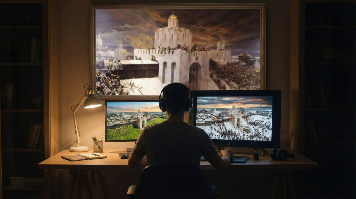 Технологии будущего делают прикосновения к прошлому все явственнее. Дизайнер из Радужного Сергей Коваль благодаря ИИ смог визуализировать себя на месте событий, происходивших много веков назад. Пусть и в ролике, созданном при помощи нейросети, он совершил путешествие во времени. Все ради того, чтобы наглядно и захватывающе поведать историю владимирских памятников архитектуры.