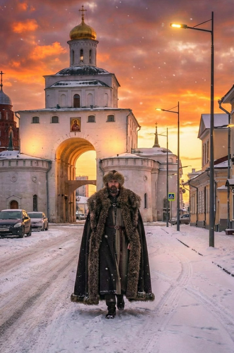 Представьте ситуацию: вы сидите в обычной кофейне Владимира. Внезапно напротив вас садится... Андрей Боголюбский! В руках у него стакан бодрящего напитка, а одет князь в модный вязаный свитер. Звучит как сон при температуре 39 градусов, однако гид Татьяна Быкова решила, что подобный формат видео, сделанных с помощью всемогущих нейросетей, — отличная идея, дабы погрузить подписчиков в историю жизни великого правителя.