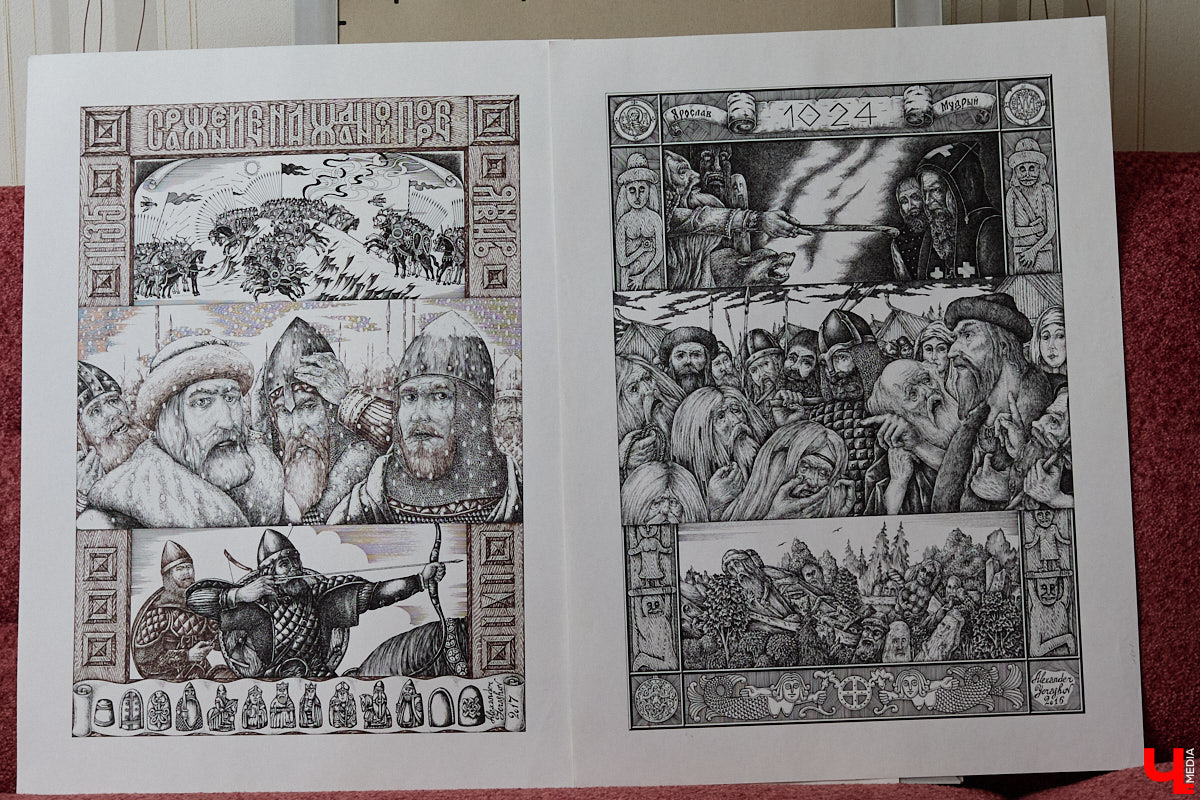 В обычной суздальской квартире живет график Александр Ерашов. Скромная обстановка никак не соответствует масштабам таланта мастера. На его счету несколько монументальных серий, которые «Ключ-Медиа» поспешил осветить. Тем более появился повод: вклад творца в развитие искусства оценила Российская академия художеств.